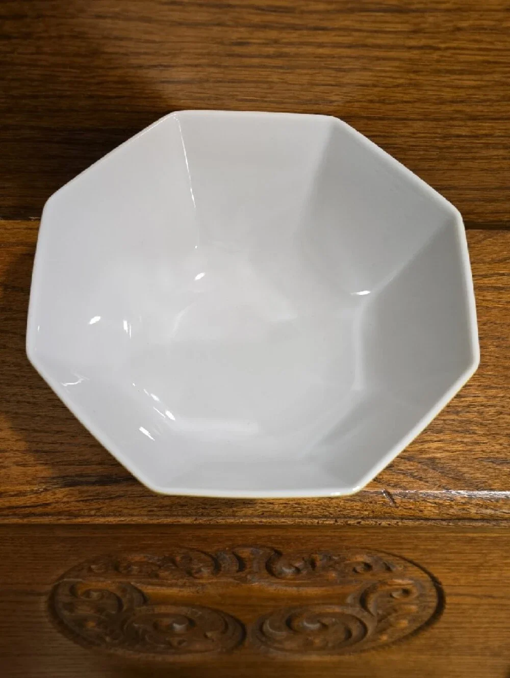 Fitz and Floyd Yellow Stripe Hexagonal Ceramic Serving Bowl